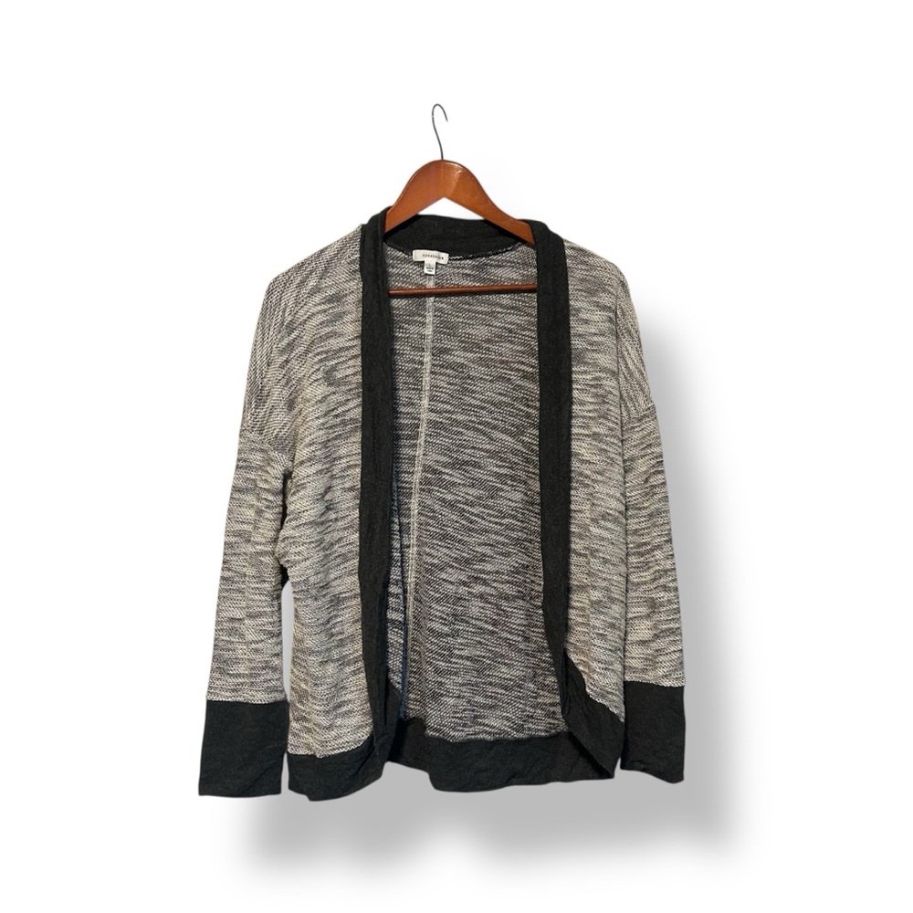 [Eyeshadow] Gray and Black Open Front Cardigan